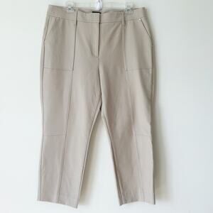 White House Black Market Straight Crop Pants 14 Tan NWT High Rise Trousers Ponte